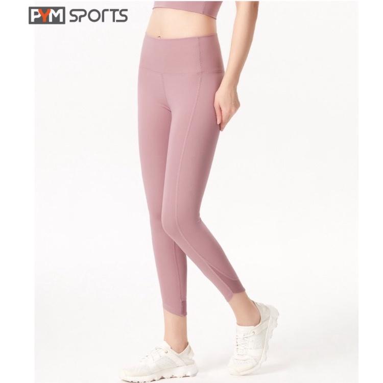 Quần legging dài 9 tấc tập Yoga - Gym PYMSPORT - PYML030, pha lưới ở gấu, nâng mông, lưng cạp cao