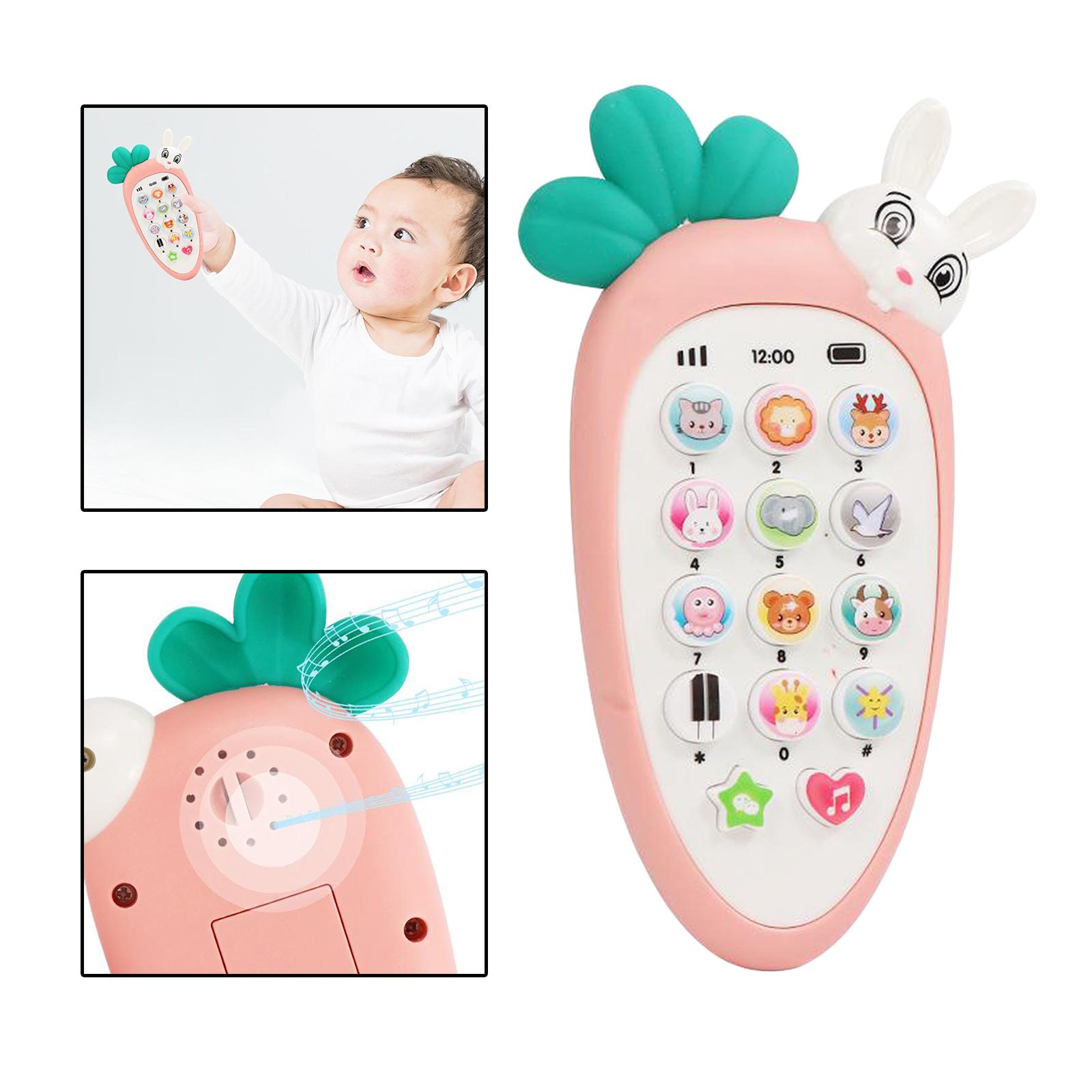 Baby Cell Phone Toy for Learning Early Education Telephone with Silicone Teether Cover Music Lights Help Learn Basic Knowledge for 0-7 Year Old Kids