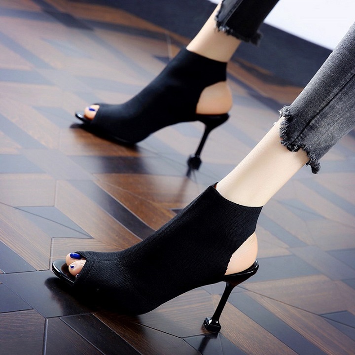 Giày sandal cao gót 9 phân quai len dây hậu S155 hàng Quảng Châu chuẩn đẹp