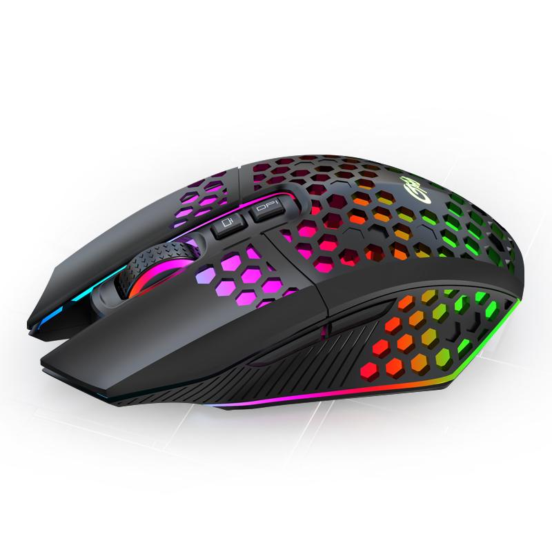 X801 Sạc Không Dây Chơi Game 8 Nút LED Tổ Ong Rỗng Thiết Kế Công Thái Học RGB Chuột Chơi Game Với Bên Ngoài Đầu Thu