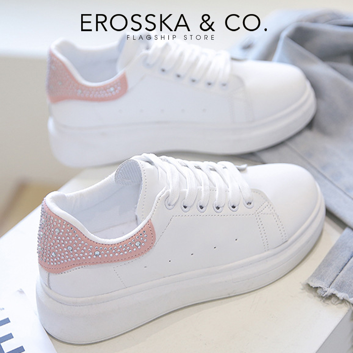 Erosska - Giày sneaker nữ đi học kiểu dáng basic trẻ trung  - GS008