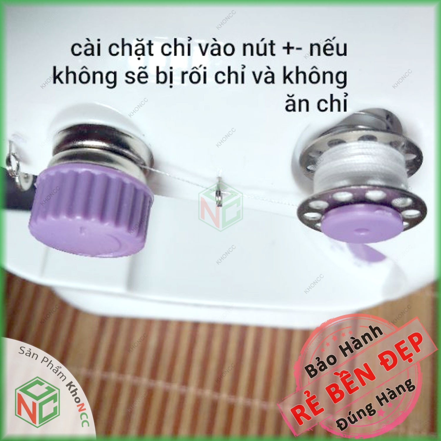 (Loại Tốt) Máy May Mini KhoNCC Hàng Chính Hãng - Dùng Trong Gia Đình Để Bàn Có Đèn Led KhoNCC-KLM-CM202-MM (Màu Trắng)