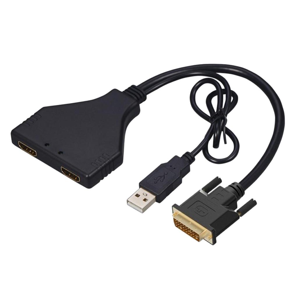 DVI To 2 HDMI 1 In 2 Out HD 1080P TV 3D Video
