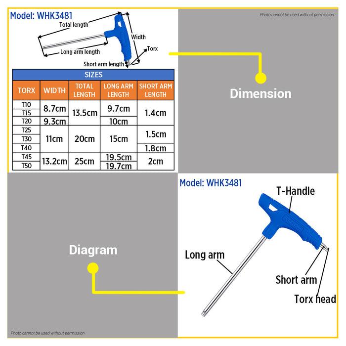 BỘ 8 CỜ LÊ LỤC GIÁC ĐẦU BI TAY CẦM CHỮ T WHK3481 WADFOW - HÀNG CHÍNH HÃNG