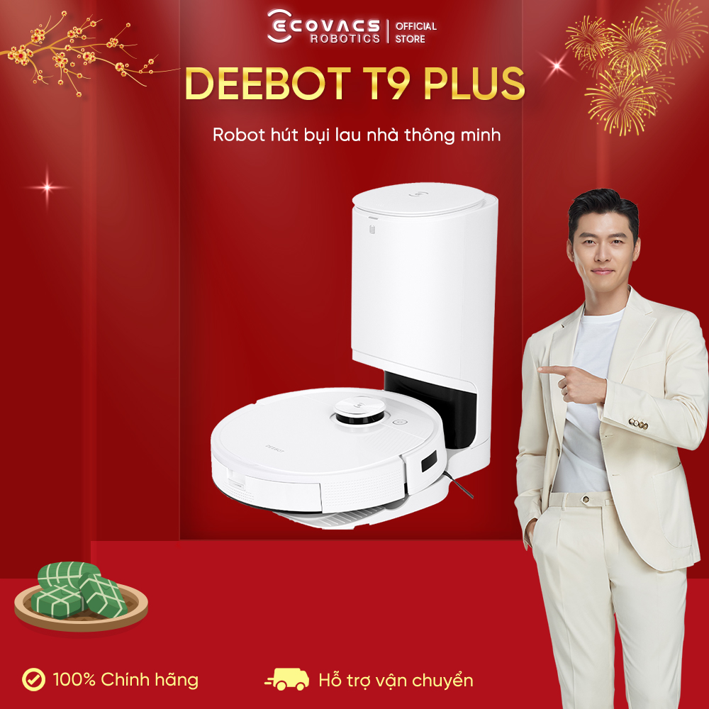 Robot hút bụi lau nhà Ecovacs Deebot T9 Plus – Lực hút Max 3000Pa – Hàng Chính Hãng-Bản Quốc Tế – BH 18 Tháng