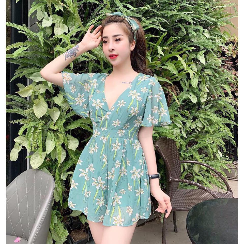 (Top bán chạy) Jumpsuit nữ voan hoa cực xinh hàng thiết kế dành riêng cho bạn gái ngày hè HOT 2020