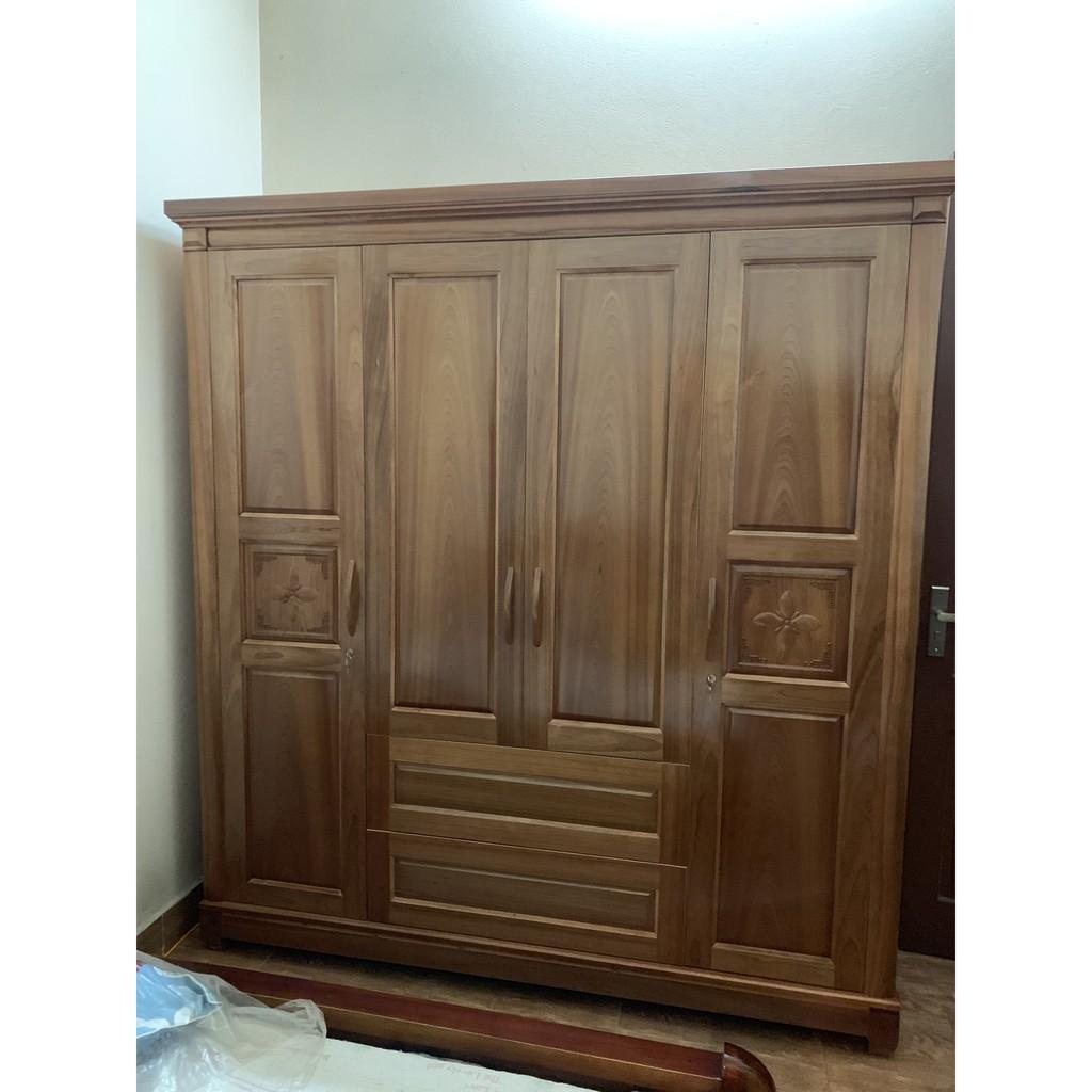 Tủ quần áo xoan đào hoa thị 4 cánh