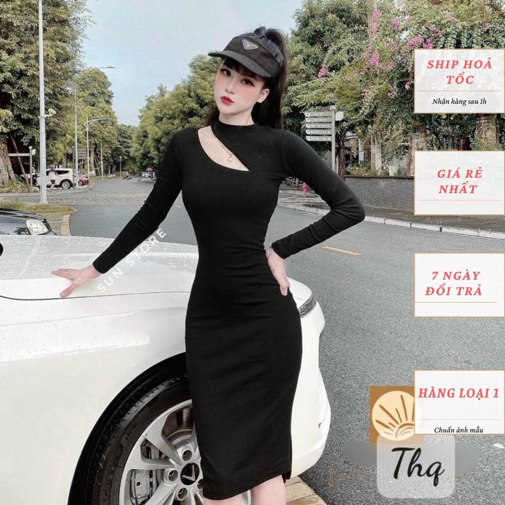 Váy body ôm sát khoét ngực tôn dáng sexy dài tay