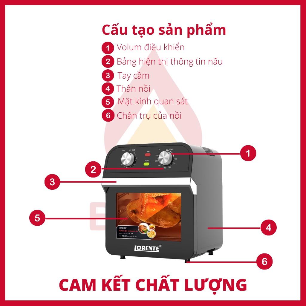 Nồi chiên không dầu dung tích lớn 15L Lorente LT-1500 - Hàng chính hãng