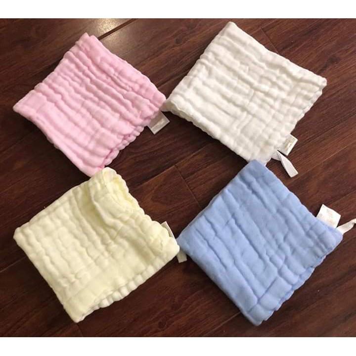 Khăn sữa, khăn mặt xô nhăn 6 lớp màu chăm sóc con cưng. Set 5 cái
