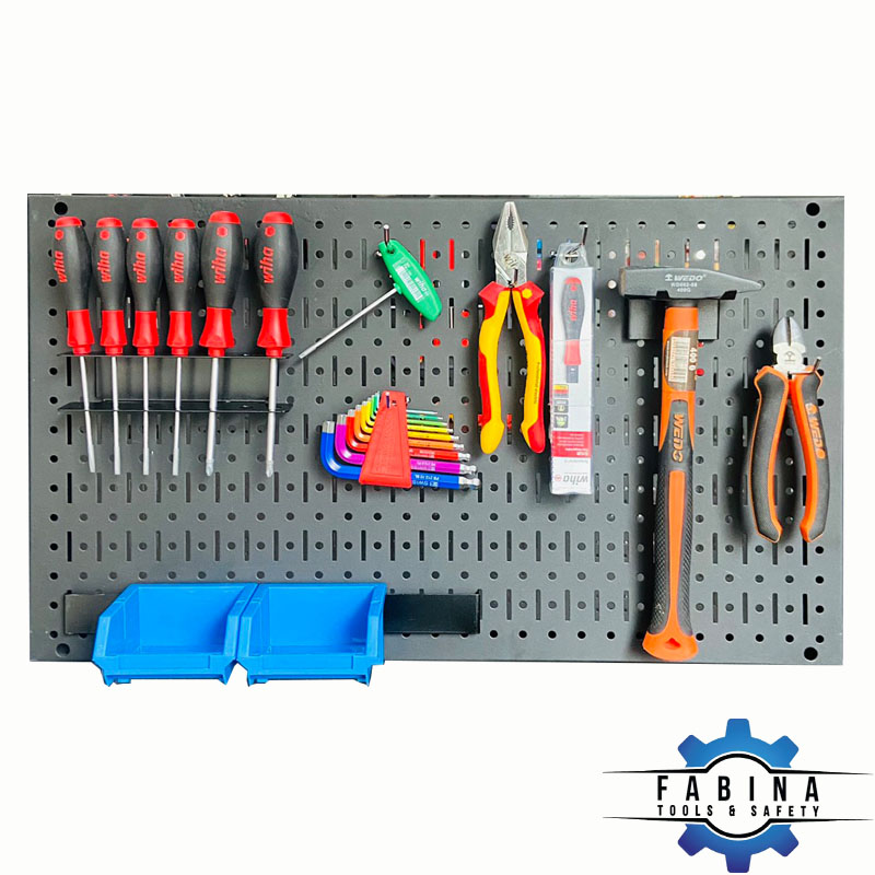 Tấm lưới Pegboard 69x40cm màu đen treo tường đa năng kèm phụ kiện