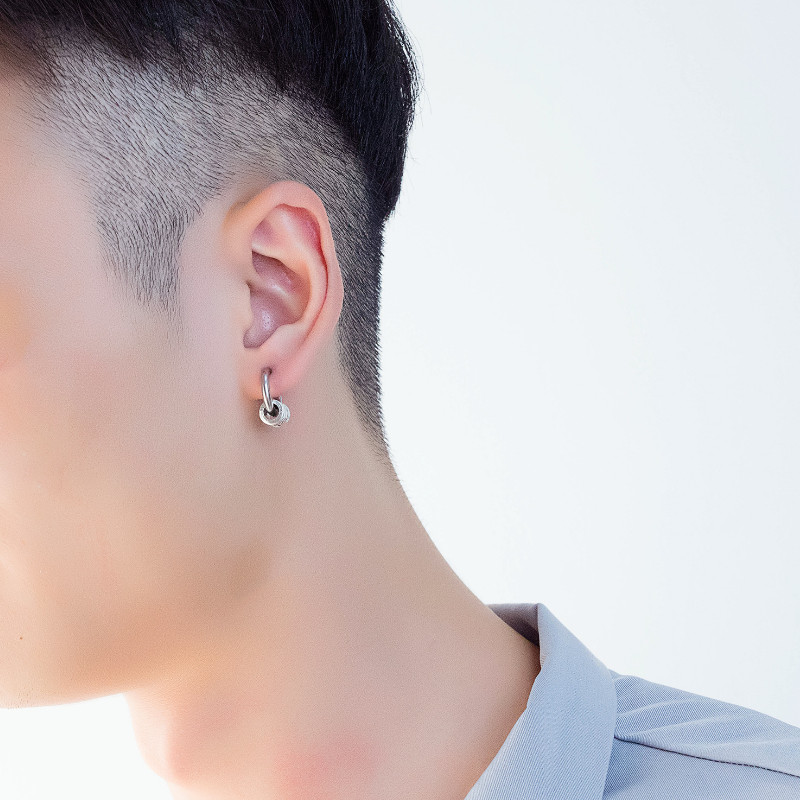Bông Tai Nam KPOP Khoen Tròn Chất Liệu Thép Titan Không Đen Không Dị Ứng TT 2269 - 1 Cặp