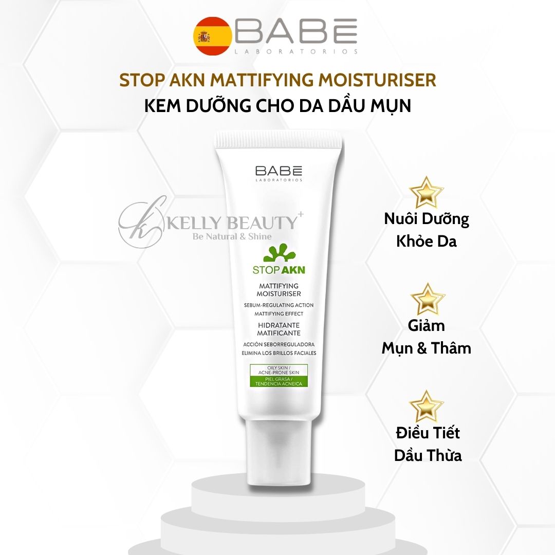 Kem Dưỡng Kiềm Dầu Ngừa Mụn BABE Stop AKN Mattifying Moisturiser - Kelly Beauty
