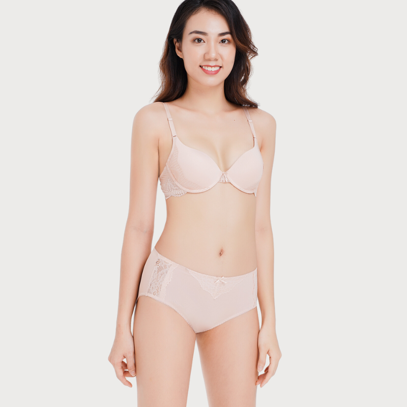 Quần lót Hikini nữ Misaki trơn phối ren dáng cơ bản M1014 - Hồng dâu - L