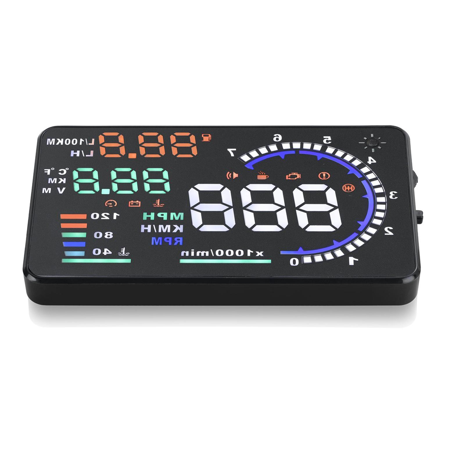 Car HUD Head up Display OBDⅡ 5.5inch Large Screen Projector Digital HUD Speedometer MPH RPM Overspeed Warning Safe Driving