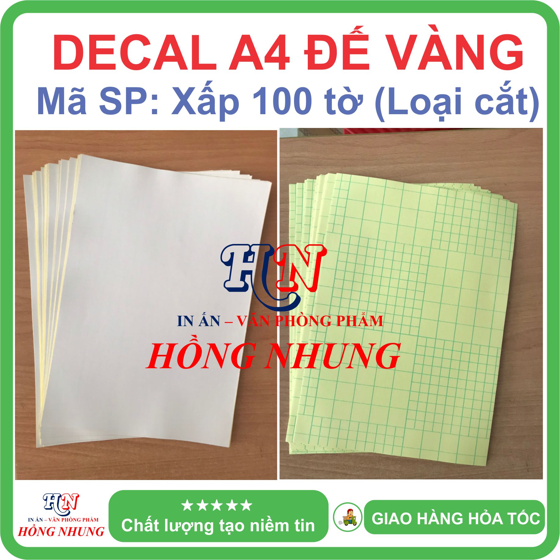 [HỒNG NHUNG] Xấp 100 tờ Decal A4 Đế Vàng (loại cắt), chất lượng và tiết kiệm