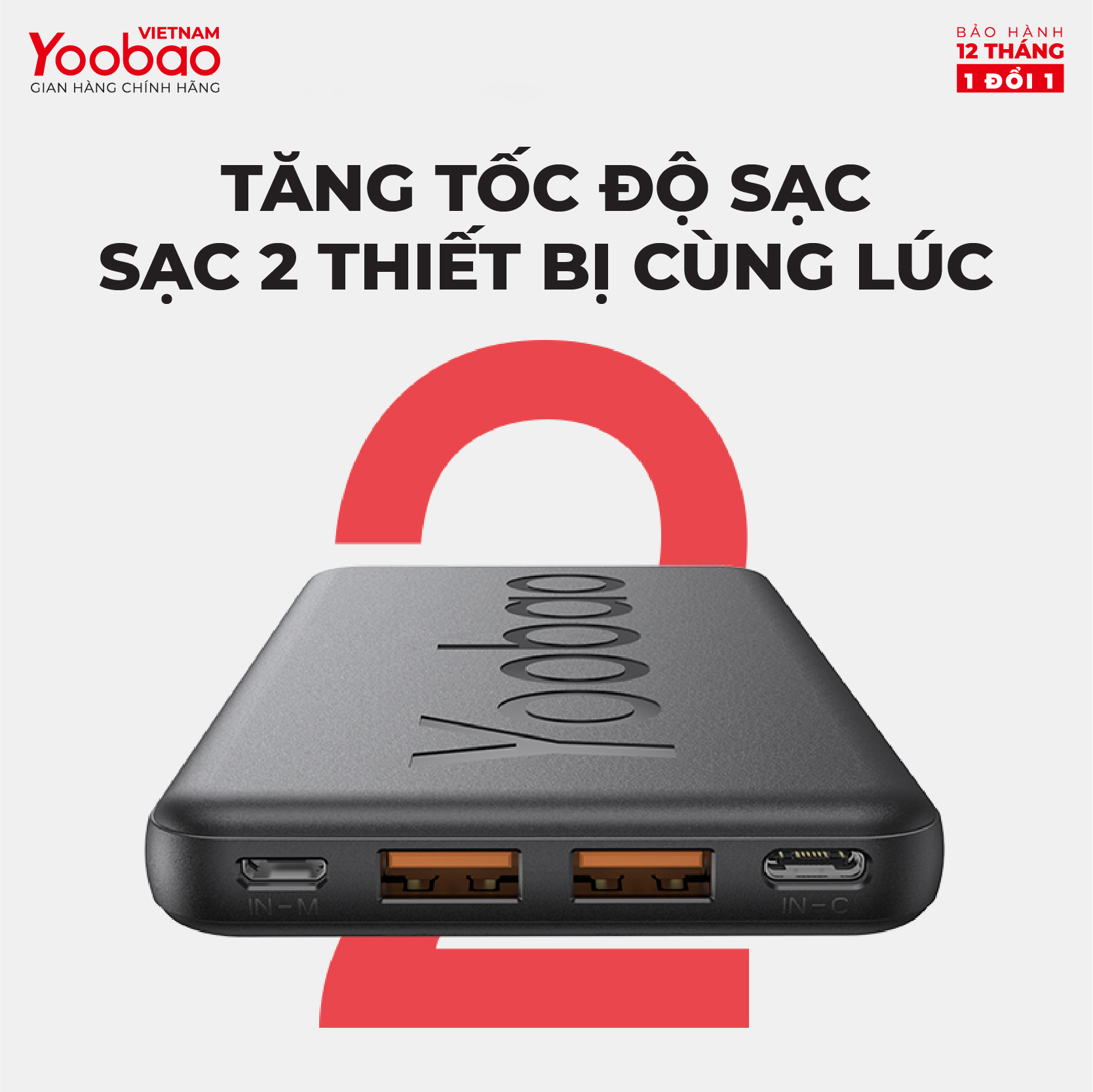 Sạc dự phòng 10000mAh Yoobao P10T Sạc nhanh 2.1A - Hàng phân phối chính hãng