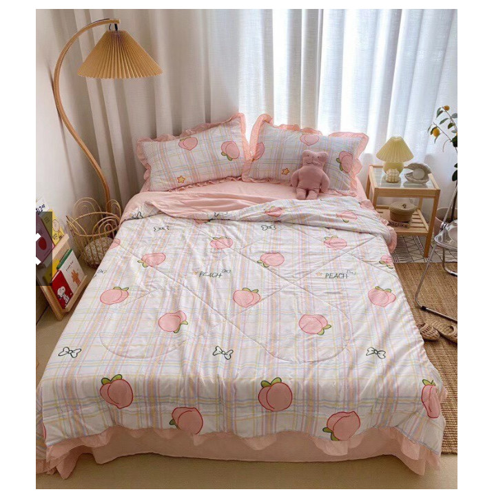 Bộ Chăn Ga Cotton đũi hè xinh xắn mẫu 2