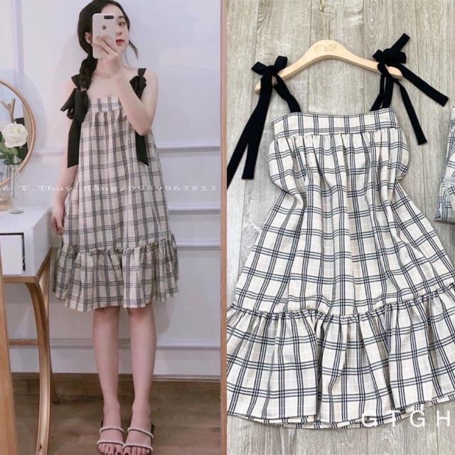 Váy bầu xinh hai dây thời trang