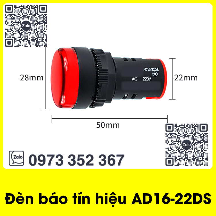 Đèn báo tín hiệu phi 22 AD16-22DS 220V 24V / Đèn báo pha phi 22mm