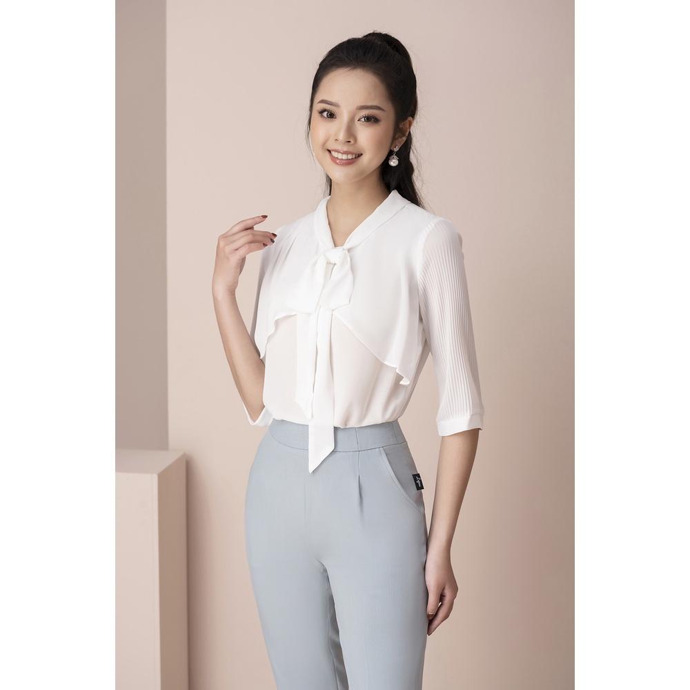 Áo Sơ Mi Nữ Tay Lỡ LUPERI LFSM1210 Cổ Cách Điệu, Chất Voan Hàn Mỏng Nhẹ, Thoáng Mát