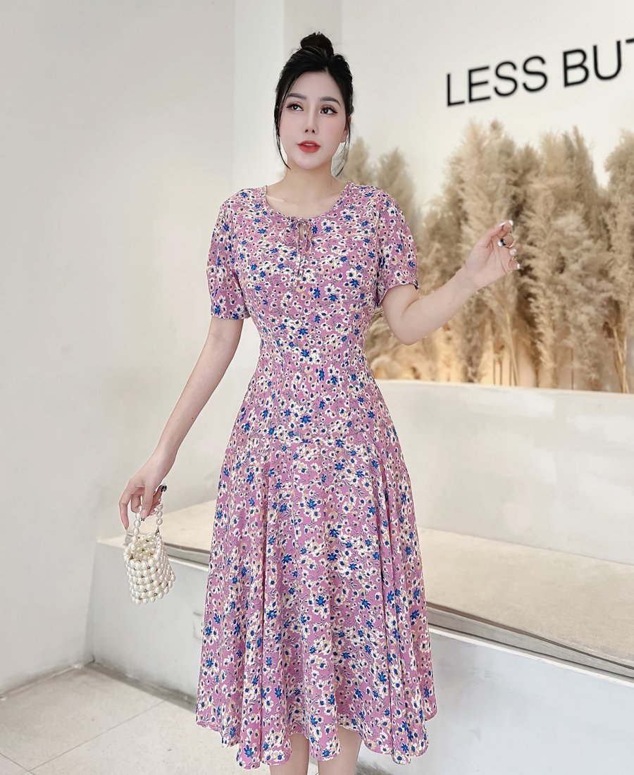 Đầm suôn đuôi cái hoa nhí D066- Big size- Lady fashion- Khánh Linh Style