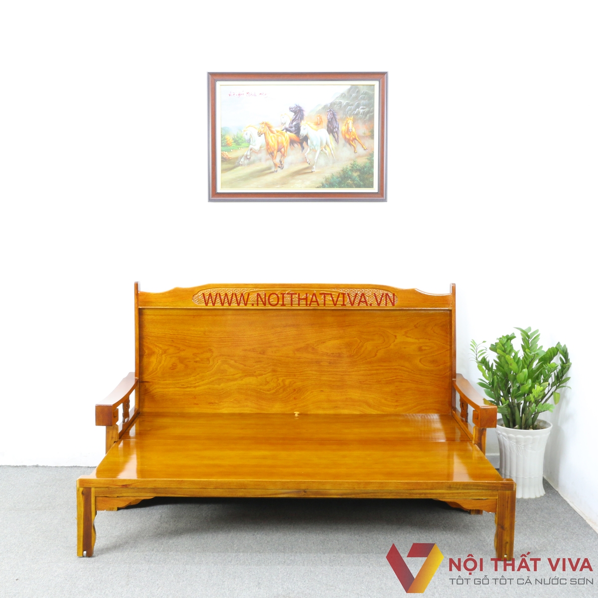Ghế Trường Kỷ Kéo Ra Thành Giường Gỗ Xoan Đào Chạm Phúc Lộc Thọ