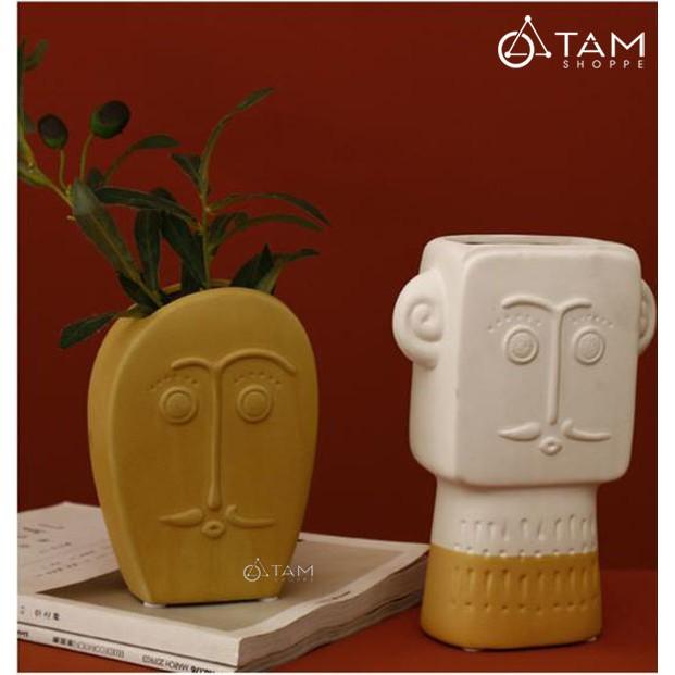 Bình hoa gốm cao cấp mặt người có râu CE-BG-03