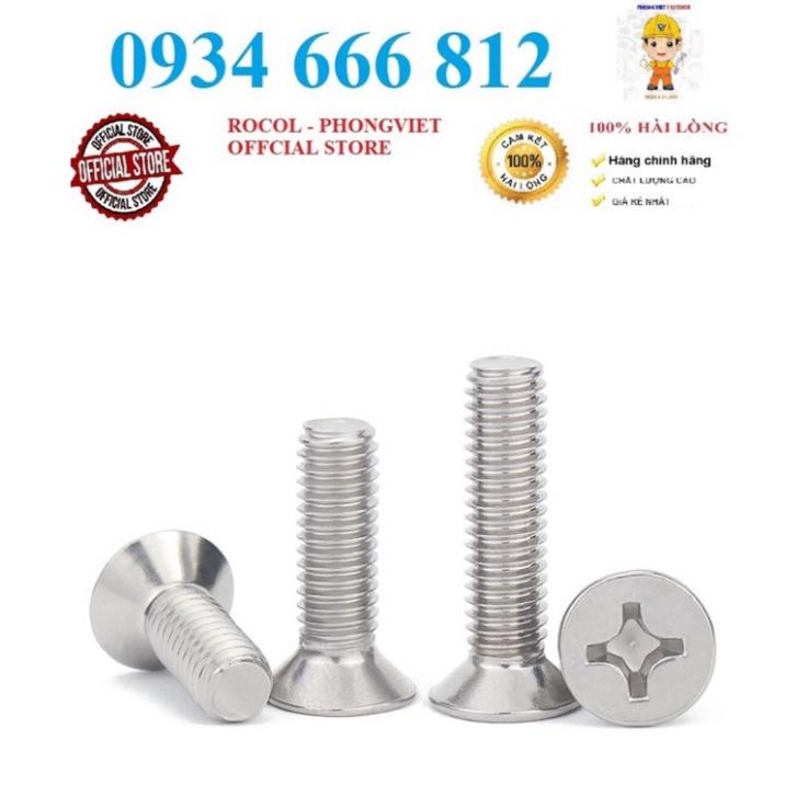 Combo 50c Vít pake Đầu Bằng INOX 304 M6, M6X12, M6X16, M6X20, M6X25