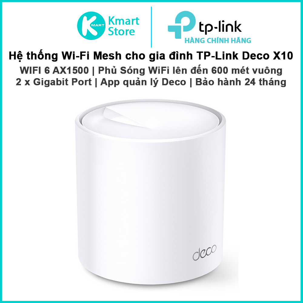 Bộ phát sóng Mesh WIFI 6 TP-Link Deco X10 | WIFI 6 AX1500 2 băng tần | Vùng phủ sóng rộng | Bảo hành 2 năm | Hàng Chính Hãng