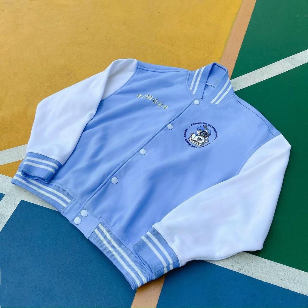 Áo Khoác Bomber/ Áo Khoác Nỉ Bông dày dặn in ARMOUS Tay Dài Form Rộng Ulzzang Unisex