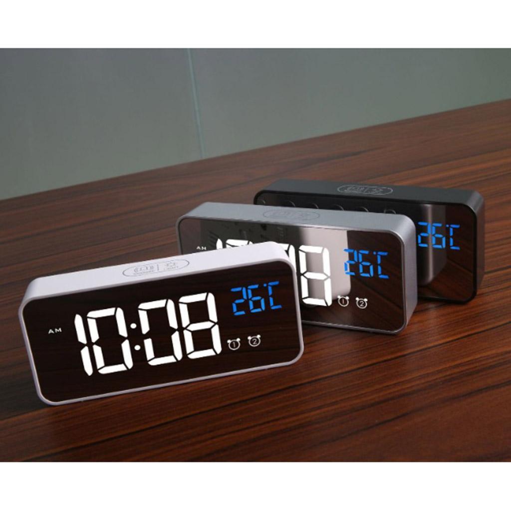 Silent Electronic Alarm Clock Mirror Surface Clock Desktop/Shelf Clock Silver