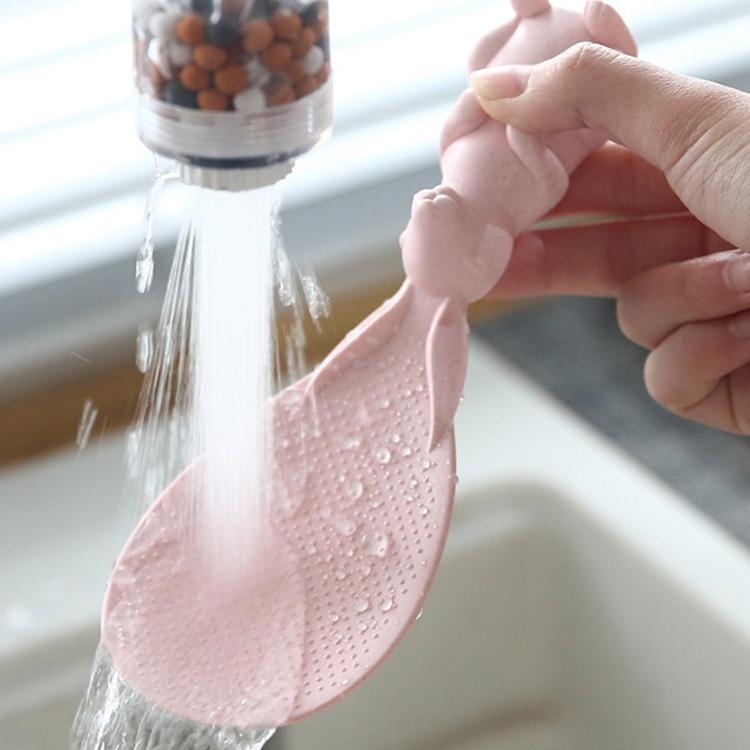 Muỗng Múc Xới Cơm Có Đế Đứng Hình Chú Thỏ Chất Liệu Nhựa Lúa Mì Thiên Nhiên
