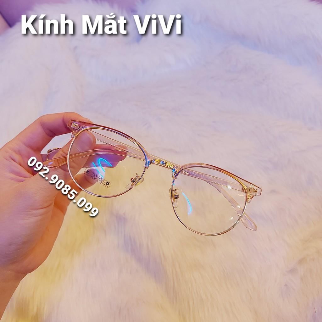 Gọng kính cận dáng kính vừa - Gọng nhựa - viền 2 mắt kim loại - Kính Mắt ViVi - Nhận cắt cận viễn loạn