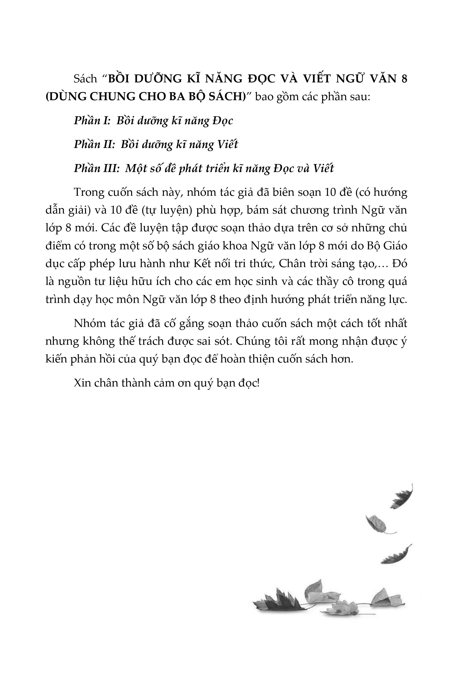 Hình ảnh Bồi Dưỡng Năng Kĩ Năng Đọc Và Viết Ngữ Văn 8 (Dùng Chung Cho Ba Bộ Sách) 