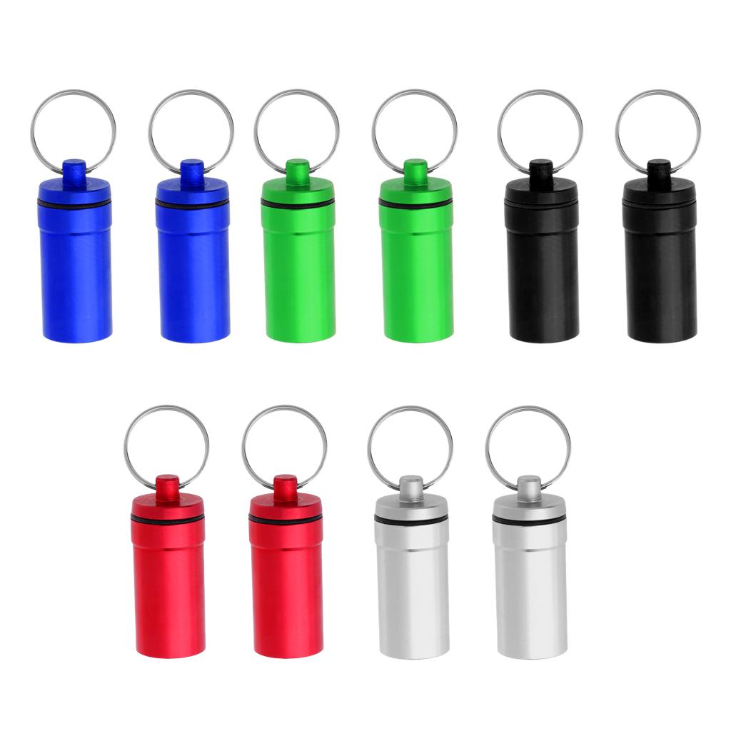 2 Pieces Mini Portable Waterproof Pill Capsule Box Container Pendant Red