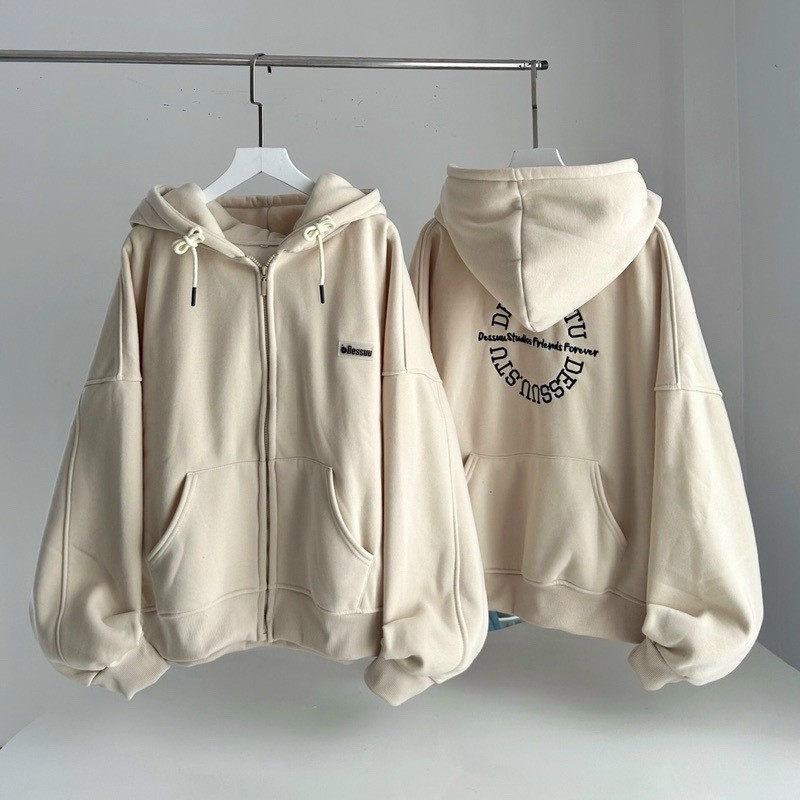 Áo Khoác Hoodie Form Boxy Dessuu Túi Ngược Nhiều Màu Nam Nữ Tay Phồng, Áo Khoác cặp đôi chống nắng Nỉ Bông Dài Tay Phối Nón Form Rộng Dài Tay Unisex Hàn Quốc Nhiều Màu