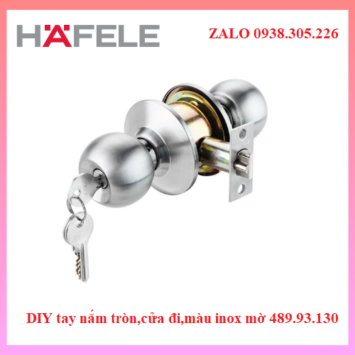 Tay nắm tròn =KL, cửa đi màu inox mờ Hafele 489.93.130( Hàng chính hãng)