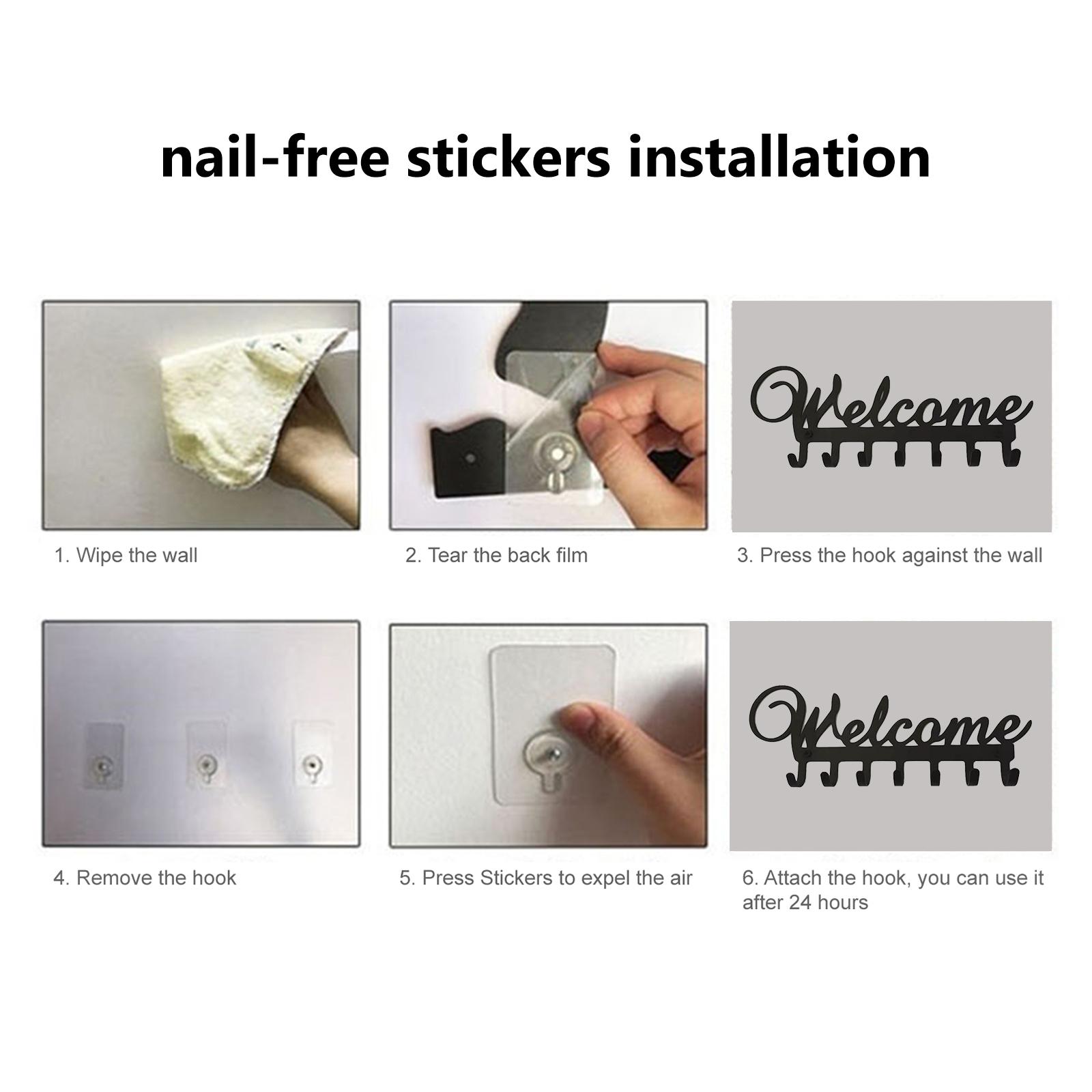 Giá Móc Treo 7 Móc Tiện Nghi Chống Gỉ Không Đóng Đinh Treo Tường