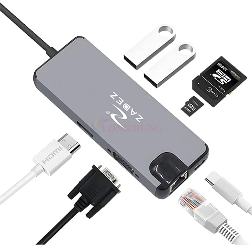 Cổng chuyển đổi 8-in-1 Zadez USB-C Adapter ZAH-518 - Hàng chính hãng