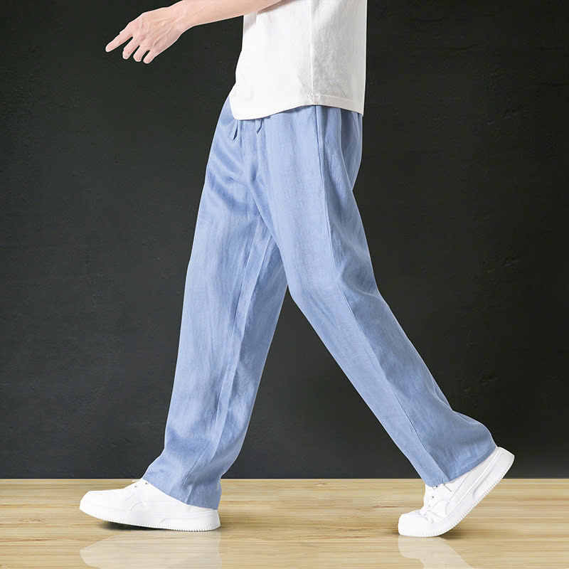 Quần dài nam ống suông, phong cách đường phố, chất linen bột premium cao cấp, có dây rút eo dễ mặc thoải mái Qd10