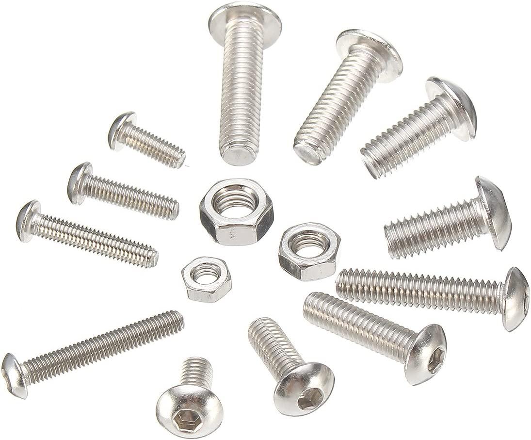 Bộ 440PCS M3 M4 M5 Nút đầu bằng thép không gỉ Hex Ổ cắm Đầu cáp Bu lông Ốc vít Khóa Đai ốc Bộ phân loại có hộp lưu trữ