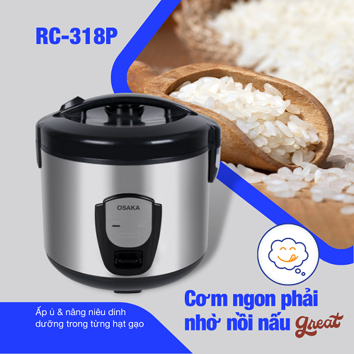 Nồi Cơm Điện 3D Cao Cấp Osaka RC-318P Dung tích 1.8 Lít - Hàng Chính Hãng