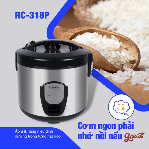 Nồi Cơm Điện 3D Cao Cấp Osaka RC-318P(Nâu Đồng) Dung tích 1.8 Lít - Hàng Chính Hãng