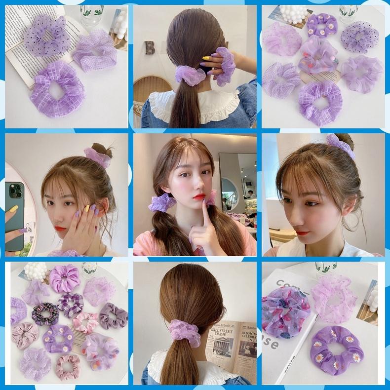 1 Chiếc Dây Cột/Buộc Tóc Vải Tones Màu Tím Phong Cách Thời Trang Hàn Quốc Phụ Kiện Tóc Nữ