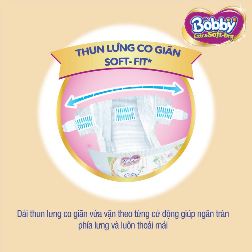 Tã dán cao cấp  Bobby Extra Soft Dry