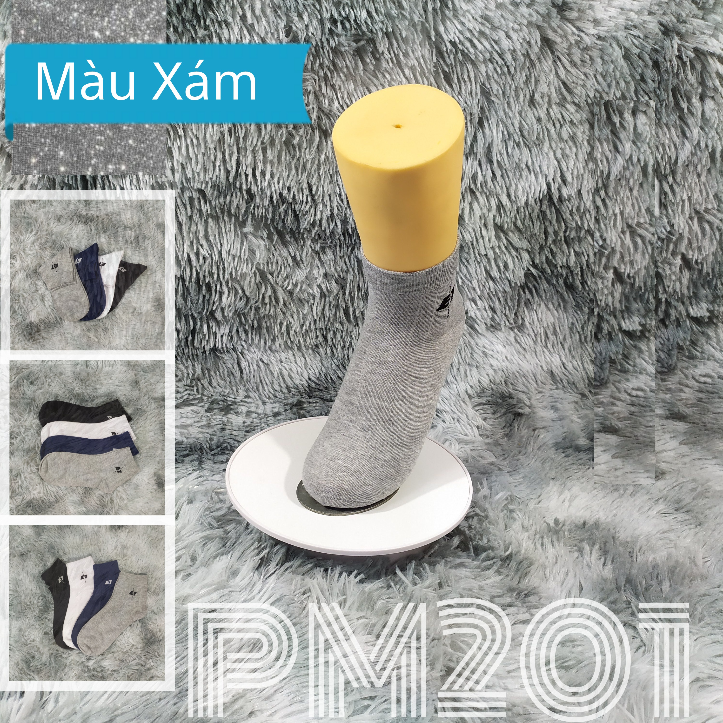 Tất Vớ nam cổ trung trơn AS-PM201. 4 màu: Trắng, đen, xanh, xám. dày dặn, mềm mại, kháng khuẩn khử mùi, không hôi chân
