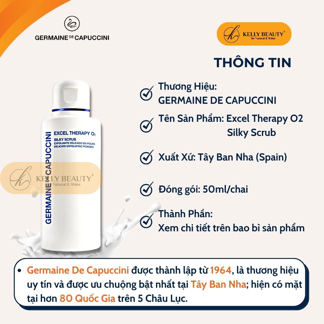 Bột Tẩy Tế Bào Chết Germaine Excel Therapy O2 Silky Scrub Delicate Exfoliating Powder | Kelly Beauty