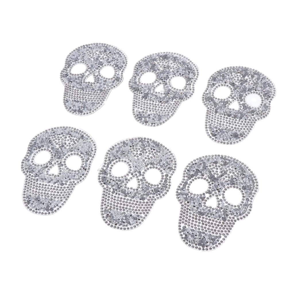 6 Miếng DIY Hộp Sọ Đá Dán Cường Lực Appliques Sắt trên Túi Quần Áo May