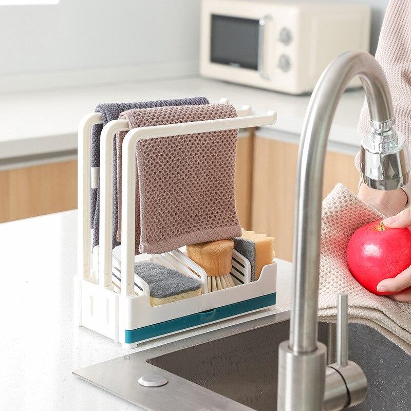 Non Perforated Wall Mounted Kitchen Sink Strainer Drain Rag Rack Storage Basket Sponge Soap Holder Filter Kitchen Accessories